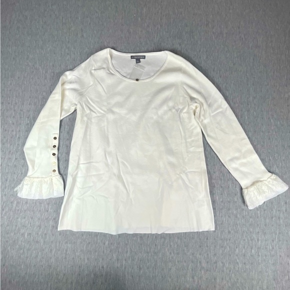 Jessica London size 14/16 long sleeve white blouse/sweater with lace sleeve - Picture 1 of 11